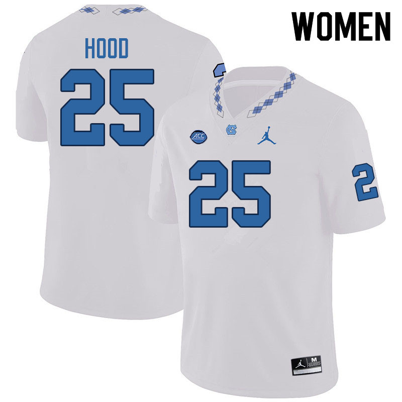 Women #25 Kellan Hood North Carolina Tar Heels College Football Jerseys Sale-White